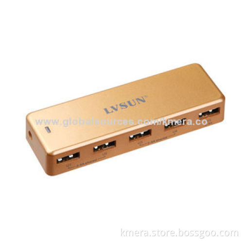 36W USB Charger, 5 USB Output Ports/5V/2.4A*3/5V/1.2A*4+5V 2.4A/Can Charge 5 x iPhone Simultaneously
